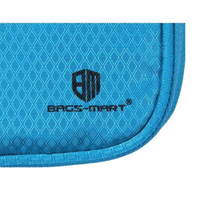 กระเป๋าใส่พาสปอร์ตห้อยคอ คล้องคอได้ กระเป๋าใส่หนังสือเดินทาง ป้องกันการขโมยข้อมูลบัตรเครดิตด้วยคลื่น RFID (Blue)