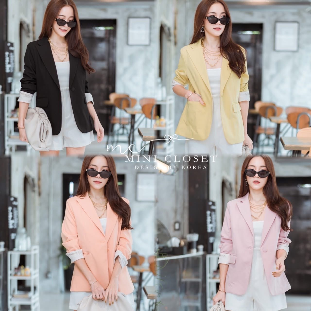 สูท งานคุณภาพเนี้ยบๆ ปักปลายแขน ผ้าสูทเนื้อดีลื่นมือ ซับในทั้งตัว ยาวปิดสะโพกบน ใส่สบาย : สินค้าคุณภาพ (พร้อมส่ง)