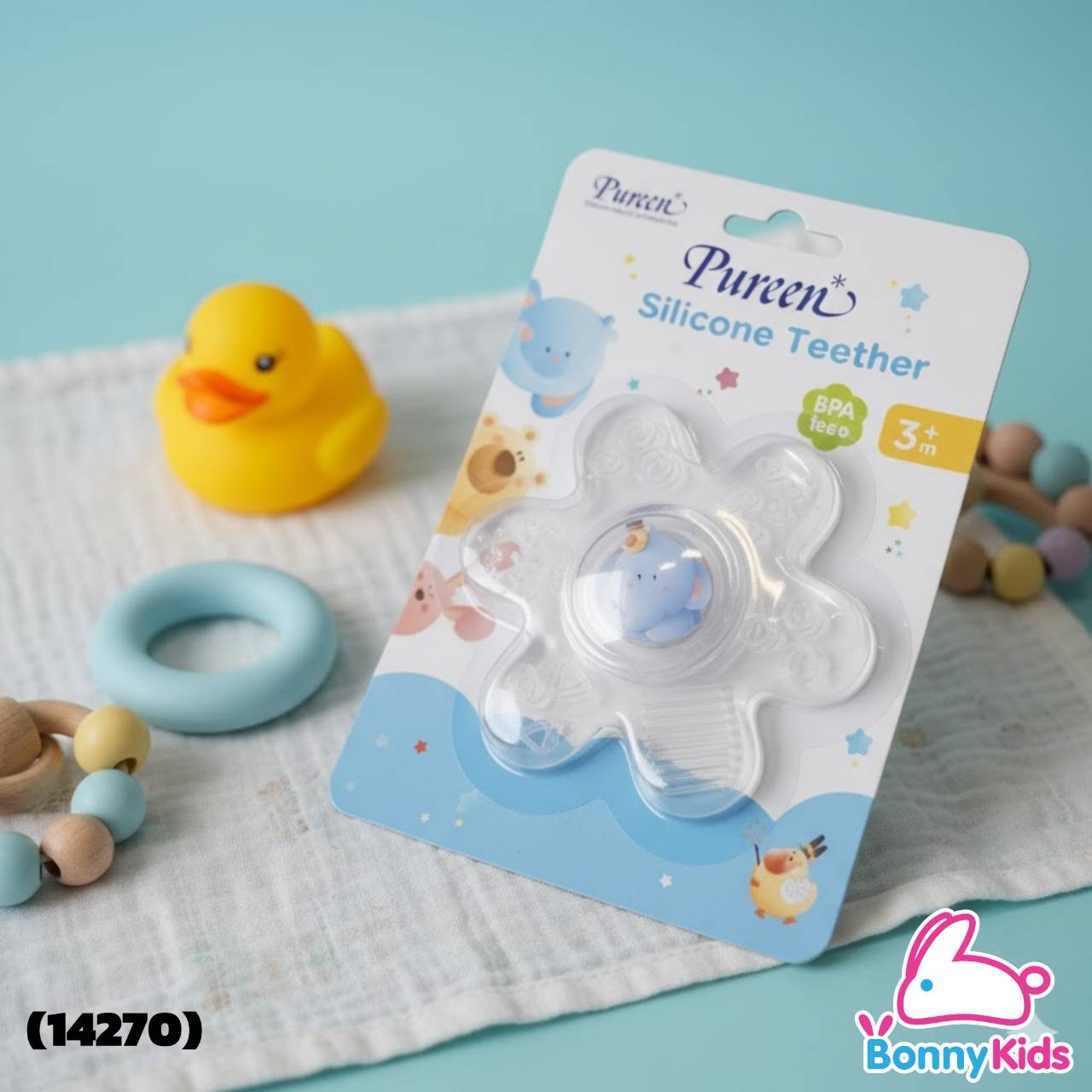 (14270) Pureen ยางกัดซิลิโคนเพียวรีน รุ่นช้างเบบี้บลู