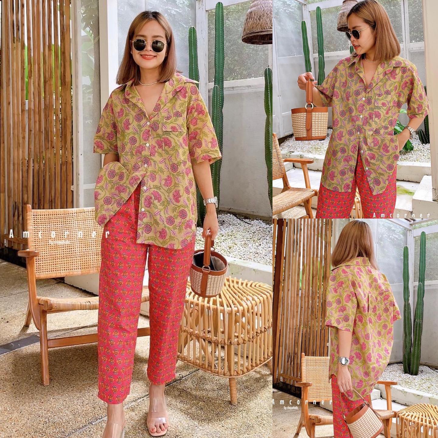 เซต เสื้อ+กางเกงขายาว ทั้งชุด ผ้าcotton งานผ้าอินเดีย เนื้อนิ่ม เนื้อดี ใส่สบาย. สินค้าคุณภาพ (พร้อมส่ง)