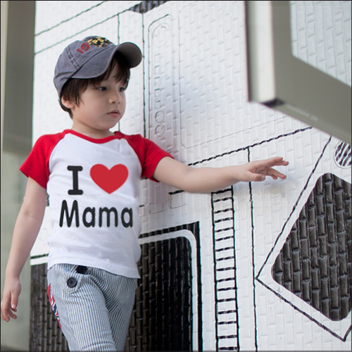 เสื้อยืดเด็ก 0-3 ปี แขนสั้น I Love Papa & I Love Mama ขนาด 80/90/95/100/110