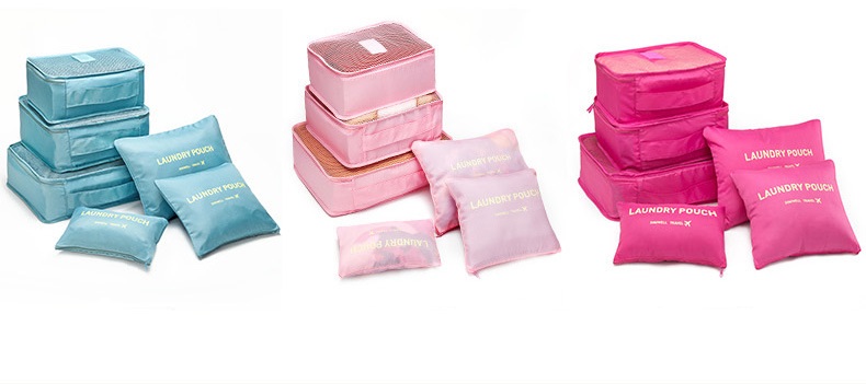 Diniwell Travel Receive Bag กระเป๋าจัดระเบียบเดินทาง 6 ใบ แบ่งใส่เสื้อผ้า กางเกง ชุดชั้นใน กางเกงใน อุปกรณ์ไอที ผลิตจากวัสดุกันน้ำคุณภาพดี มี 9 สีให้เลือก