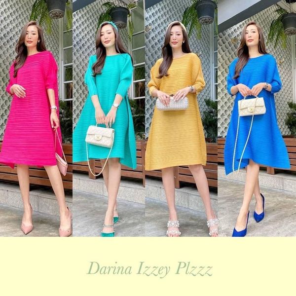 ชุดเดรส คอปาด แขนยาว 4 ส่วน แพตเทิร์นเฉลียงตัดขอบผ่าด้านข้าง ความยาวคลุมเข่า กำลังดี เรียบหรู 👍🏻 สินค้าคุณภาพ (พร้อมส่ง)