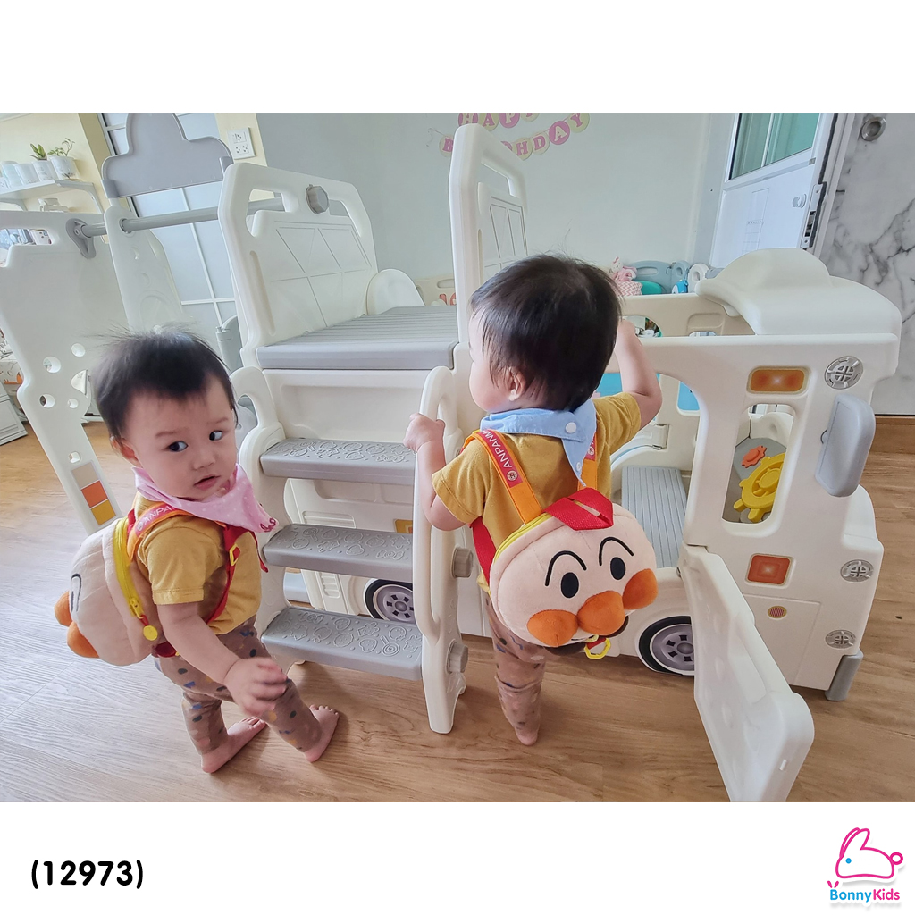 (12973) Baby Slider เซ็ตรถบัสสไลด์เดอร์ + แป้นบาส+ชิงช้า อุปกรณ์ครบชุด (Full Set)