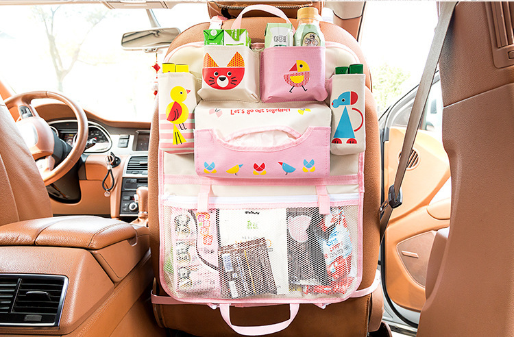 กระเป๋าคุณแม่ 2 in 1 กางเป็นช่องติดหลังเบาะรถยนต์ได้ ลายการ์ตูนน่ารัก
