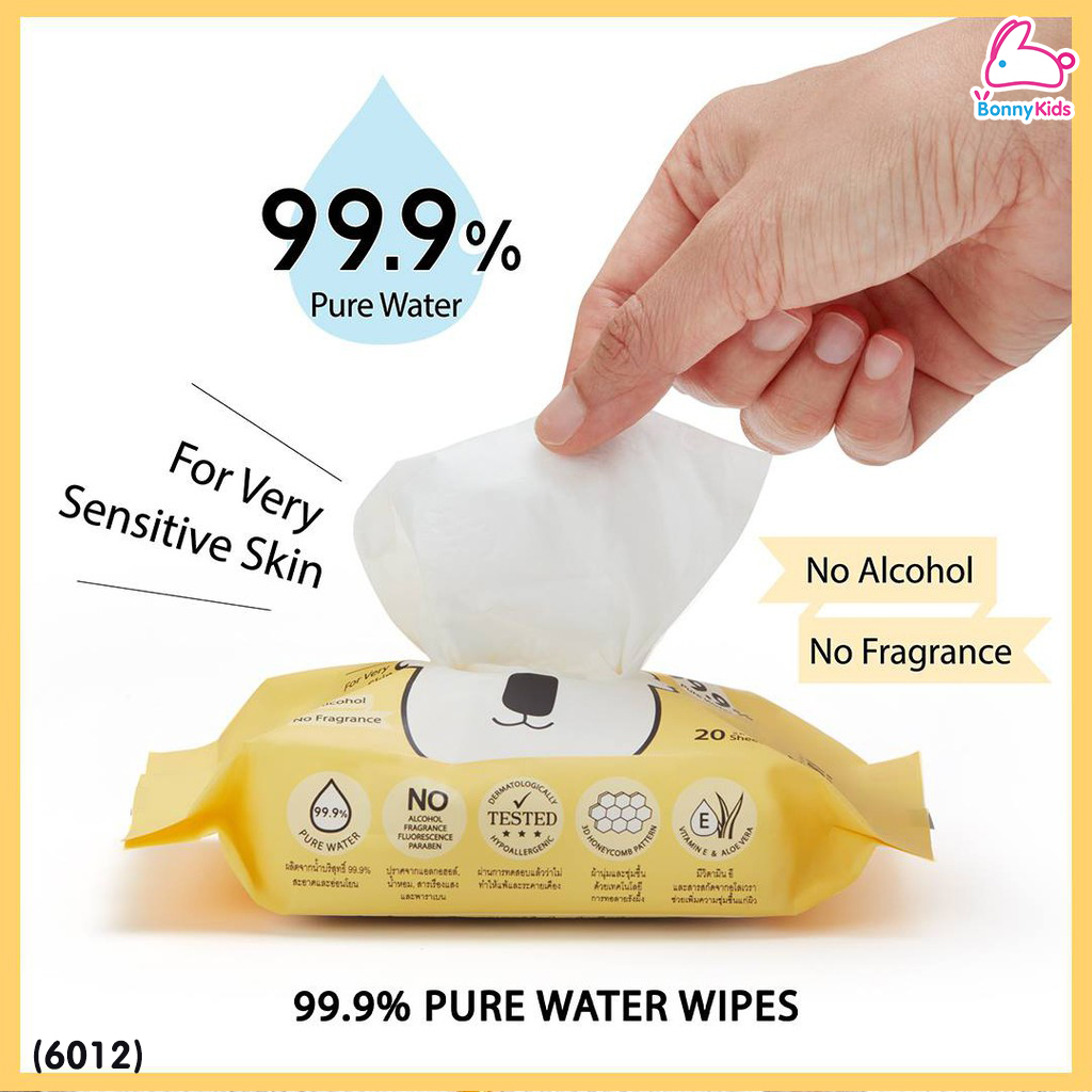 (6012) Baby Moby (เบบี้โมบี้) Pure Water Wipes ผ้าเช็ดทำความสะอาด สูตรเพียววอเตอร์ 99.9% (80 แผ่น)