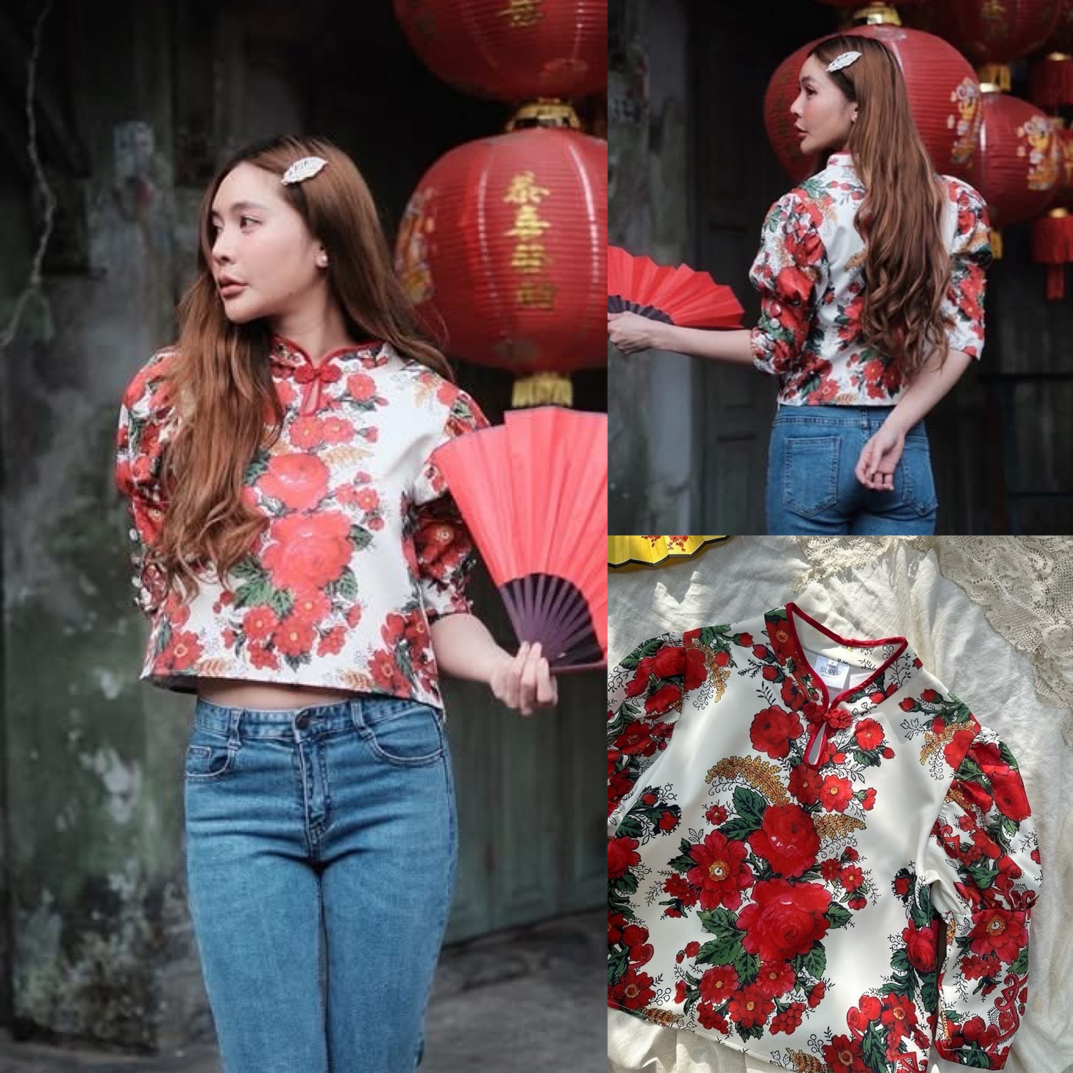 เสื้อคอจีนรุ่นนี้ ลายผ้าคือที่สุดของความน่ารัก ทรงเสื้อแขนพอง คอทำหยดน้ำติดกระดุม งานคือสวยมาก สวยทั้งสามลาย ใส่สบาย : สินค้าคุณภาพ (พร้อมส่ง)