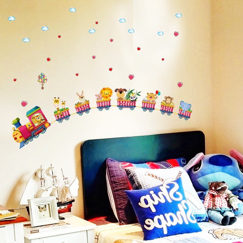 สติกเกอร์แต่งห้อง DIY กันน้ำ ลายรถไฟ ลอกออกแล้วติดซ้ำได้