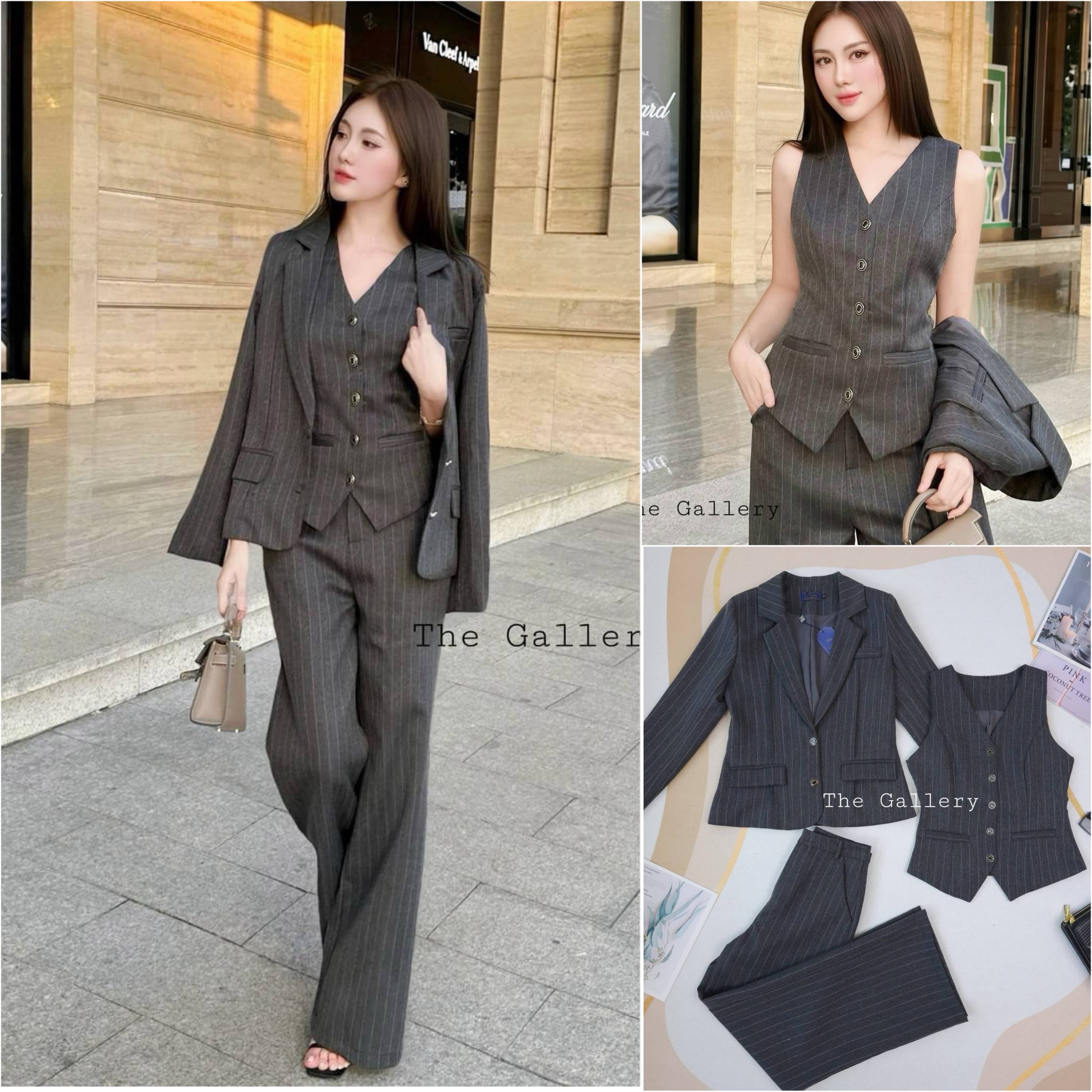 ชุดเซ็ต3ชิ้น เสื้อกั้กและสูทเบเซอร์ และกางเกงขายาวสุดชิค เนื้อผ้าดีมากกก ใส่ทำงาน ใส่สบาย : สินค้าคุณภาพ (พร้อมส่ง)