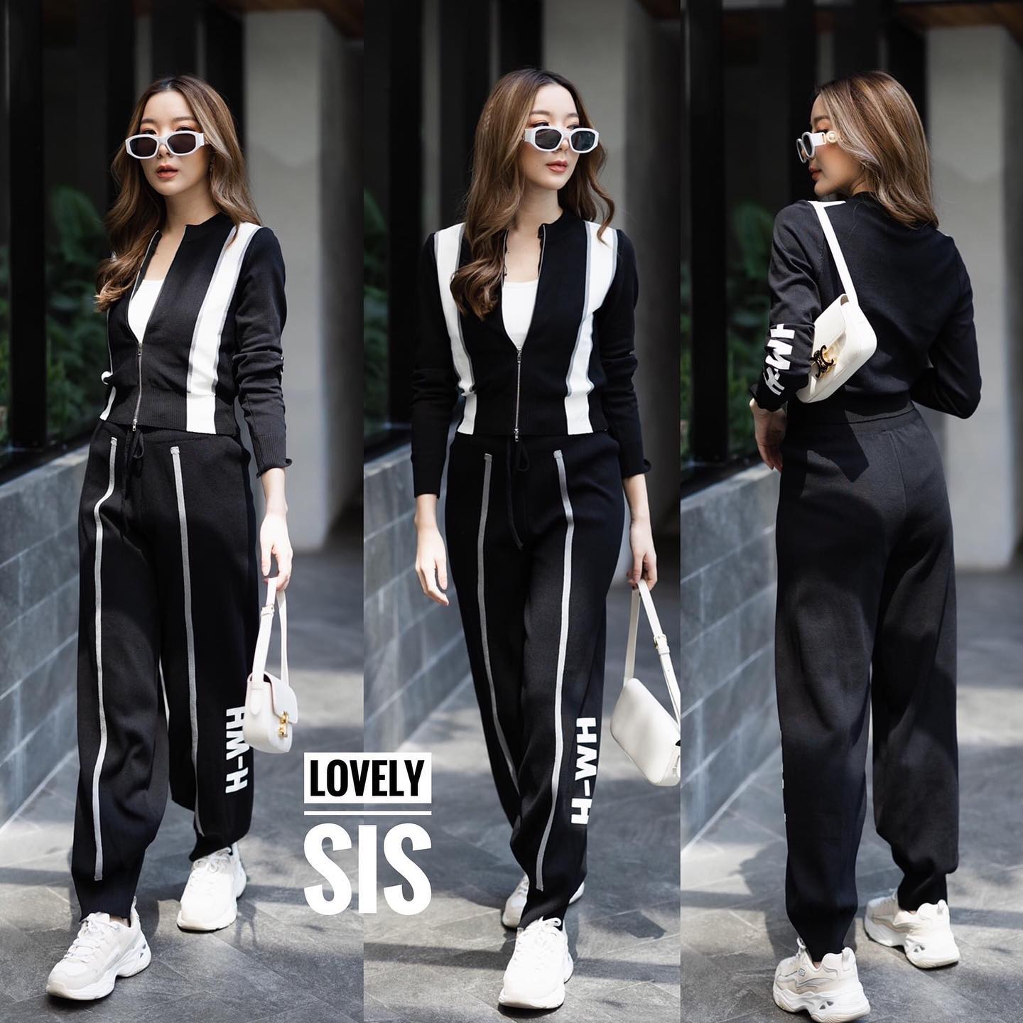 ชุด Set 2 pcs เสื้อแขนยาวงานซิป หน้ามาพร้อมกางเกงขายาวรูดเชือก แต่งขาจั๊มพ์ม . สินค้าคุณภาพ (พร้อมส่ง)