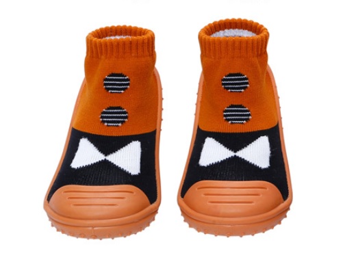 รองเท้าถุงเท้าพื้นยางเด็กหัดเดิน ลายรองเท้าสีน้ำตาลดำ size 19-23