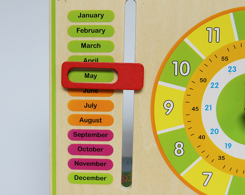 ของเล่นไม้เรียนรู้เวลา ตั้งแต่นาทีจนถึงฤดูกาลใน 1 ปี แบบปฏิทิน Wooden Daily Calendar Clock Board