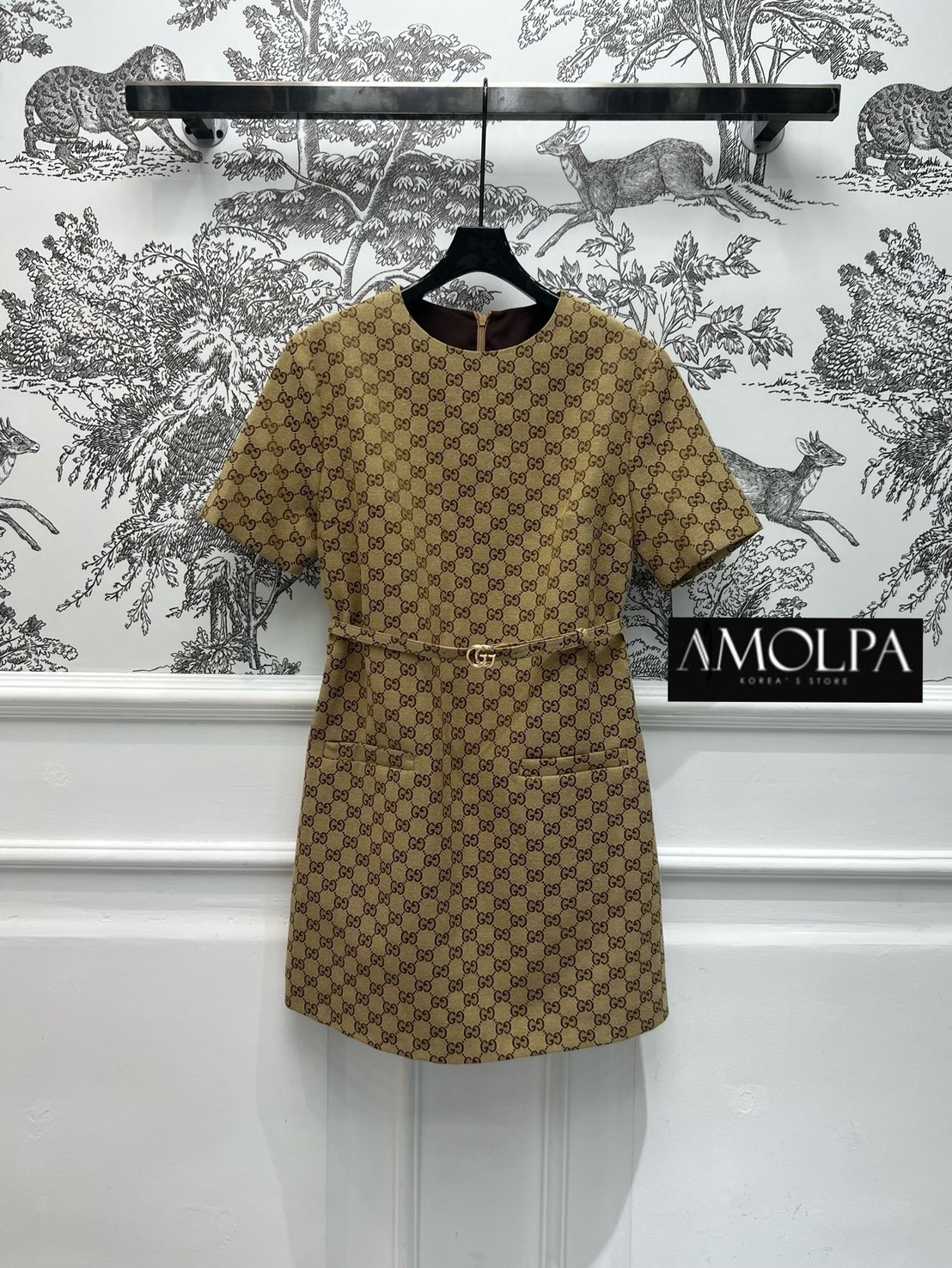 DRESS GG WITH BELT งาน hiend ผ้าทอ ผ้าดีมาก มีน้ำหนักสุดๆ เย็นมากๆ ห้ามพลาดเลยน๊า สวยสุดๆ ใส่สบาย : สินค้าคุณภาพ (พร้อมส่ง)