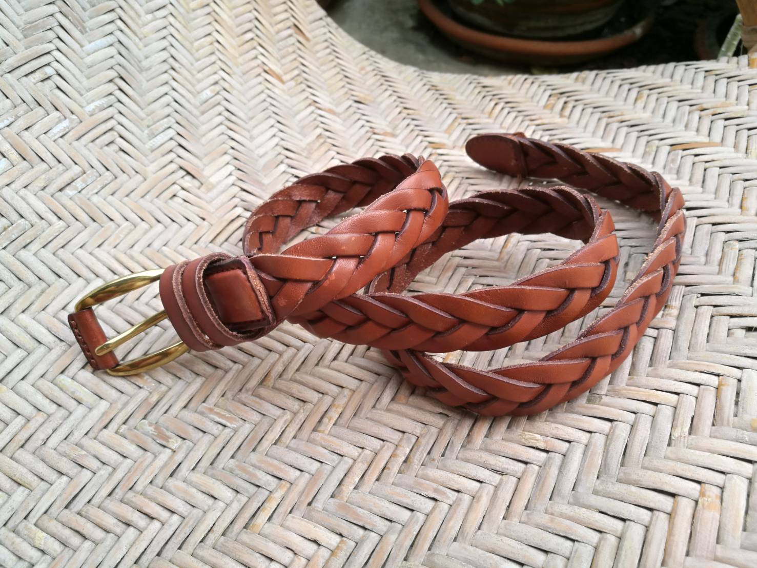 เข็มขัดหนังแท้สานขัด หัวทอง สวยๆๆๆๆ