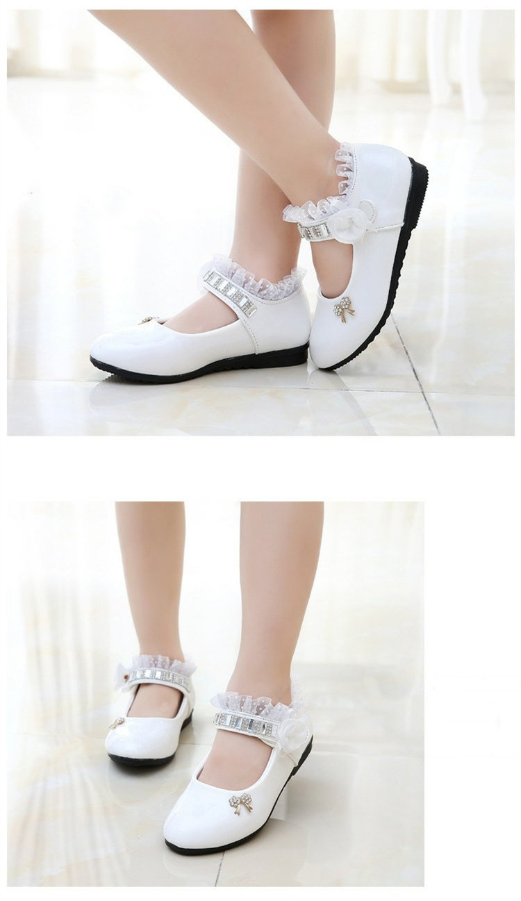 รองเท้าคัทชูเด็กหญิง หนังแก้ว สายเพชร สวยหรู มีสีขาว/ดำ/ชมพู Size 26-37