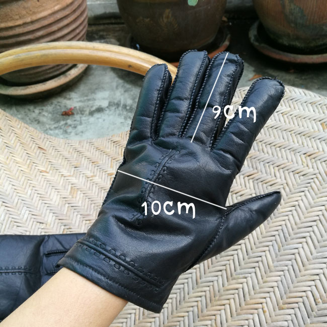 ถุงมือชาย หนังแท้บุขน อุ่นติดลบ