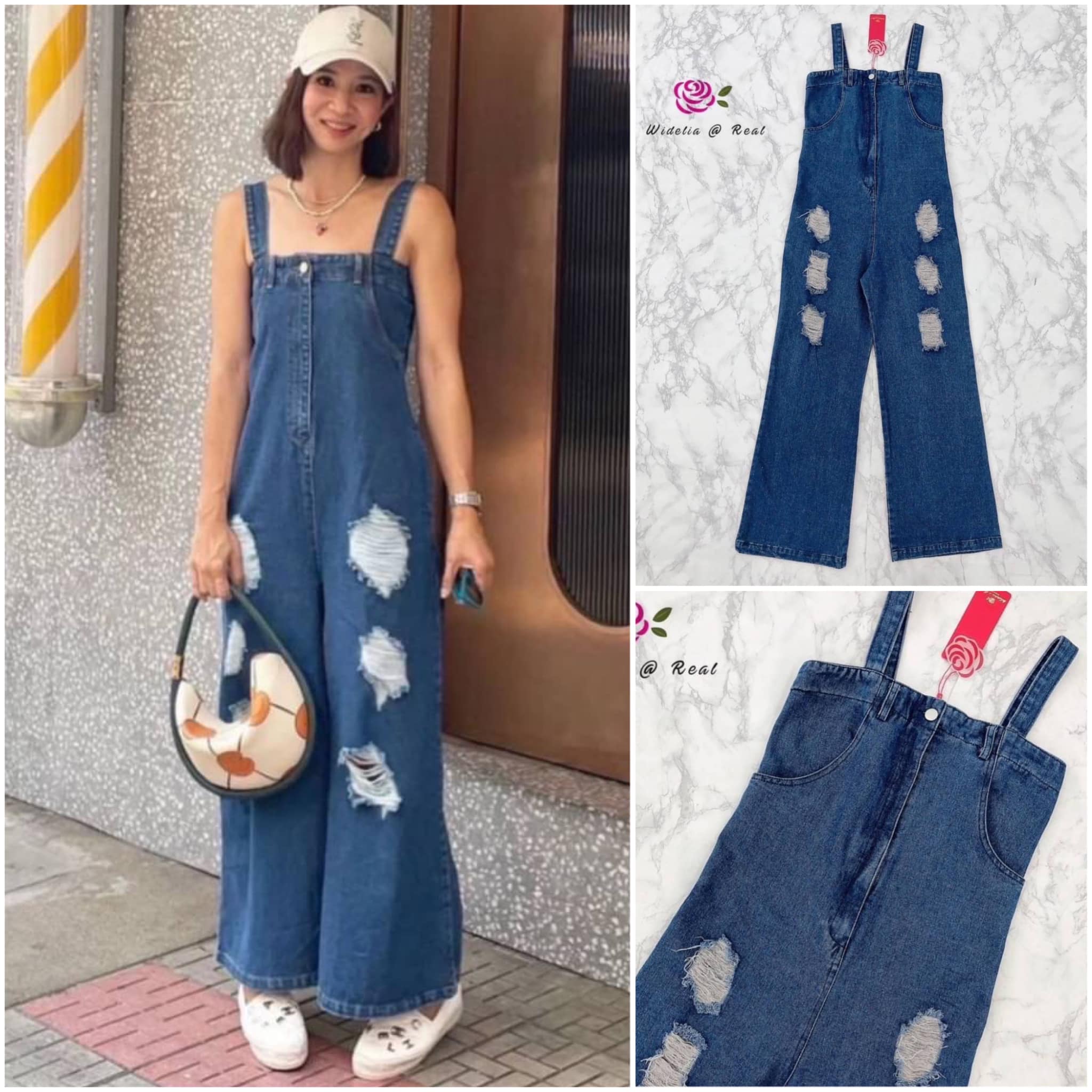 Jumpsuit จั้มสูทสายเดี่ยวขายาว สุดปัง กรี๊ดมากแม่สำหรับรุ่นนี้ เนื้อผ้ายีนส์แท้ 100% สินค้าคุณภาพ (พร้อมส่ง)