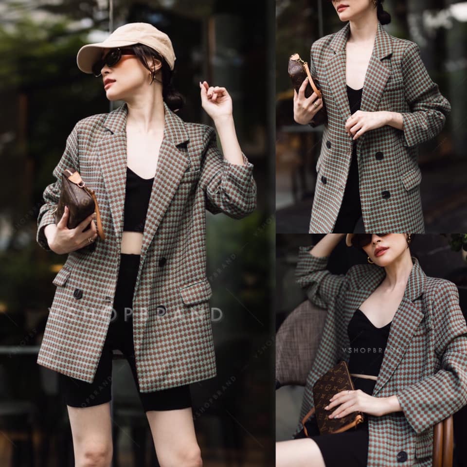 เบลเซอร์ผ้าทอลายตาราง งานน่ารักมากๆๆๆเลยค่ะ บ่าเสริมฟอง ยกระดับความคิ้วท์ กระเป๋าหน้า ซับในทั้งชุด : สินค้าคุณภาพ (พร้อมส่ง)