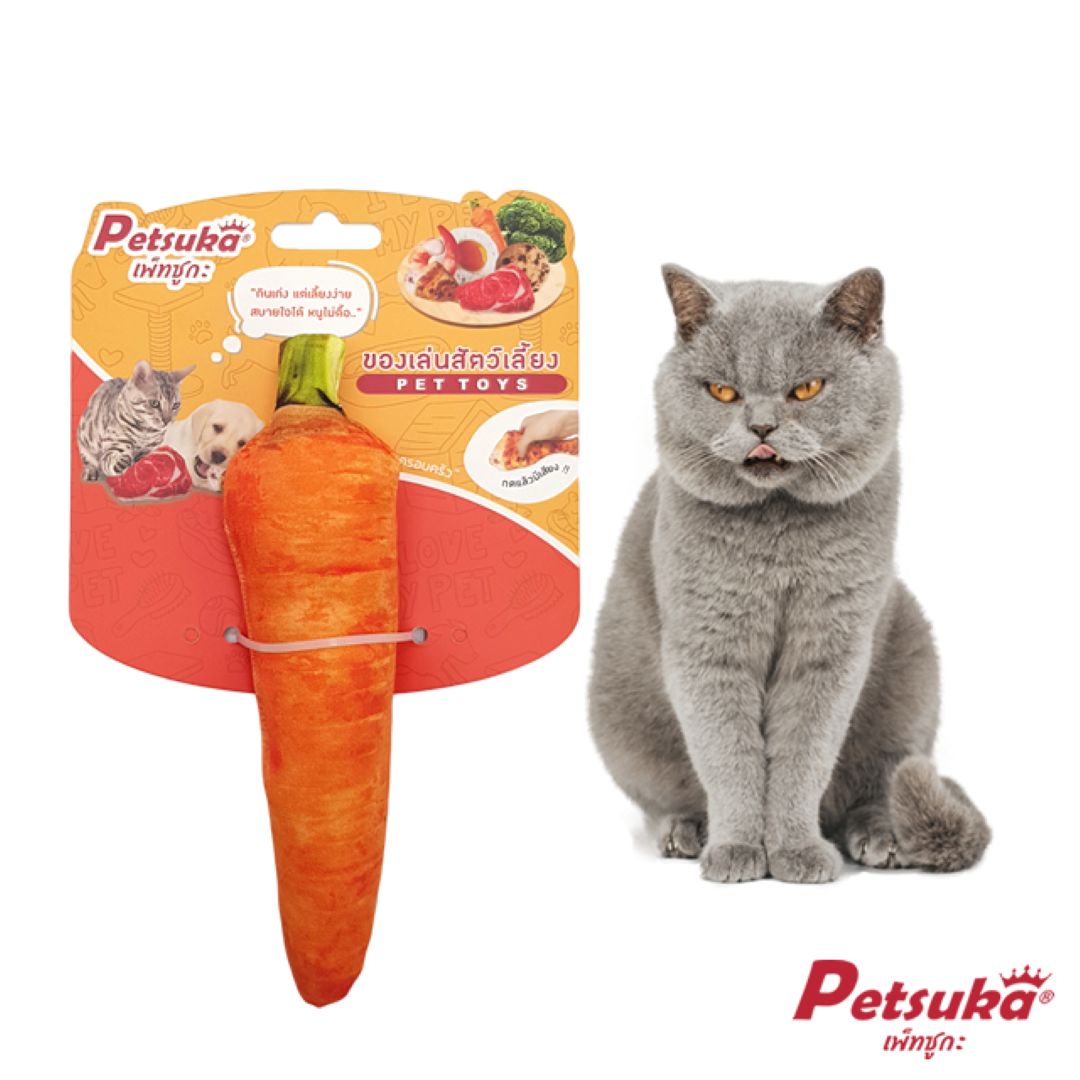 ตุ๊กตาแครอทนุ่มนิ่ม Petsuka ของเล่นสัตว์เลี้ยง มีเสียง