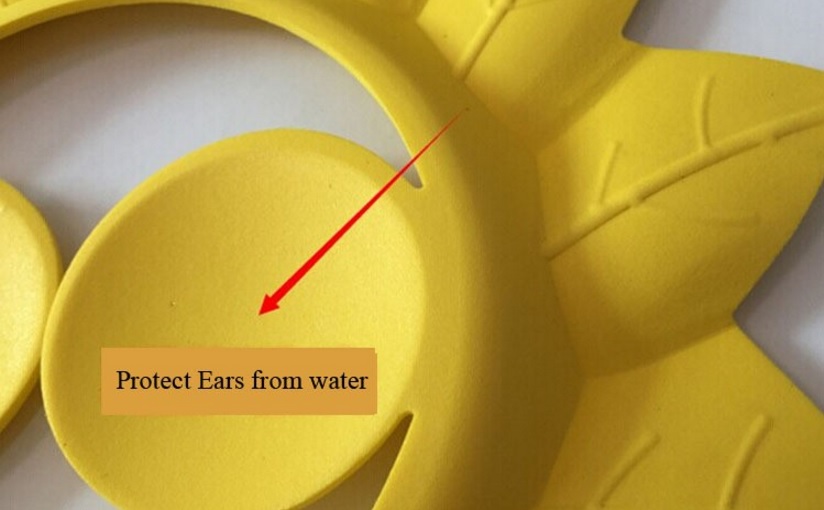 หมวกกันแชมพู หมวกสระผมเด็ก ปรับขนาดหัวได้ มีที่ปิดหู ดีไซน์ใบไม้น่ารัก สำหรับเด็กวัย 0-6 ปี