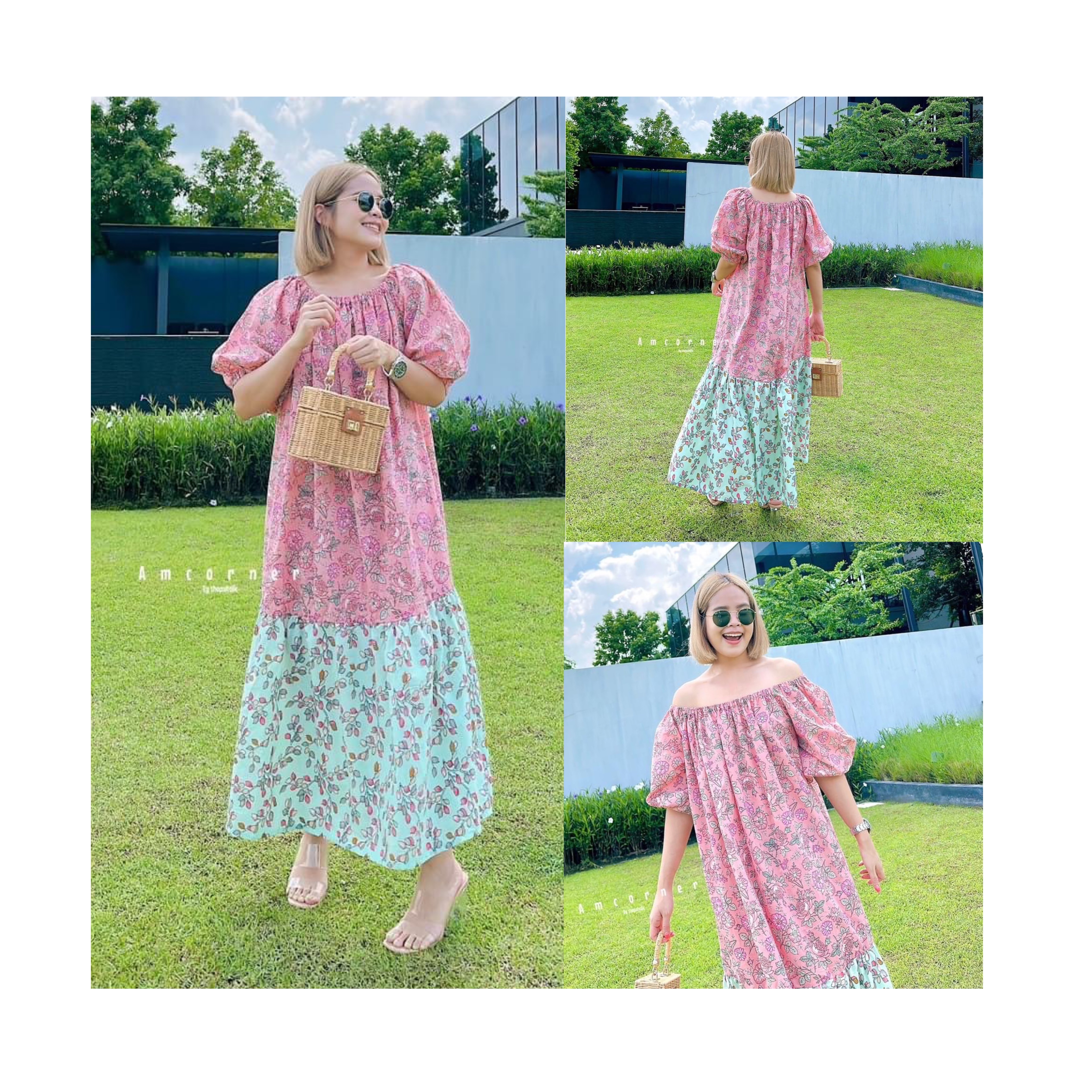 Maxi dress เดรส ผ้าcotton อินเดีย เนื้อนุ่ม เนื้อผ้าใส่สบาย สินค้าคุณภาพ (พร้อมส่ง)
