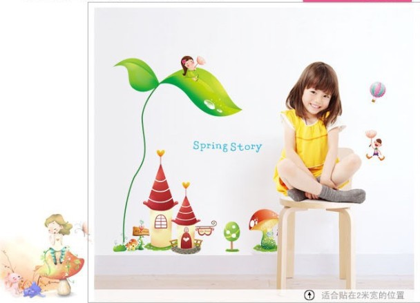 สติกเกอร์แต่งห้อง DIY กันน้ำ ลาย Spring Story ลอกออกแล้วติดซ้ำได้