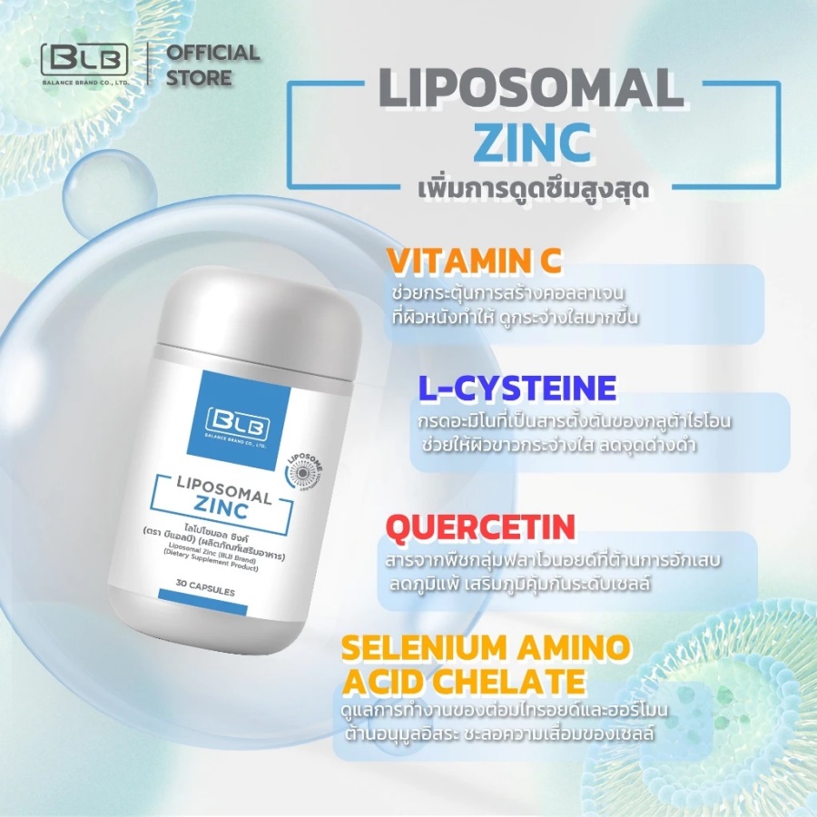 ส่วนประกอบสำคัญ Vitamin C, L-Cysteine, Quercetin