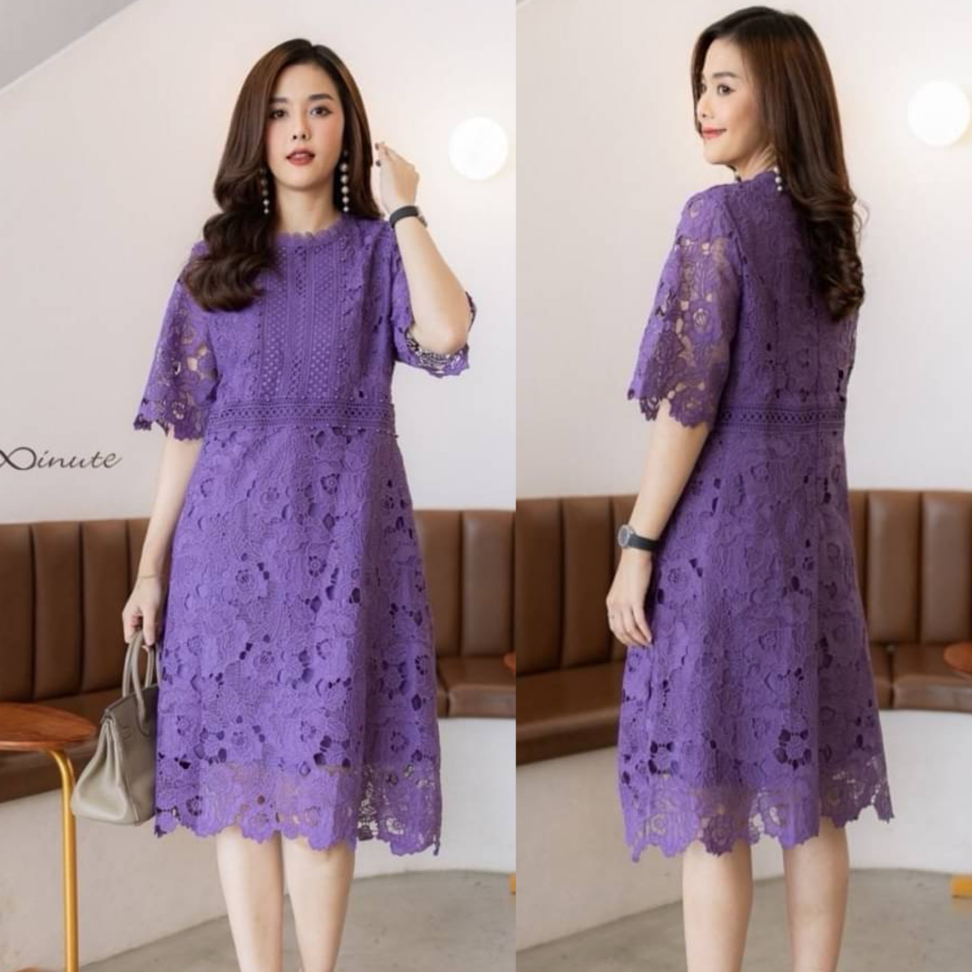 เดรสลูกไม้ มีซิบซ่อนหลัง ใช้ลูกไม้คนละลาย วางตัดกันได้อย่างลงตัว ตอกมุกสีเดียวกับชุด มีซับในทั้งตัว ใส่สบาย : สินค้าคุณภาพ (พร้อมส่ง)