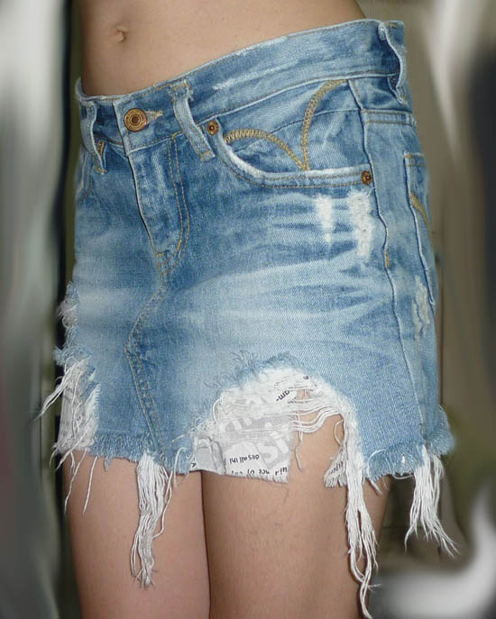 กระโปรงยีนส์ฟอก แบรนด์ REMIX 29.5-34-10.5