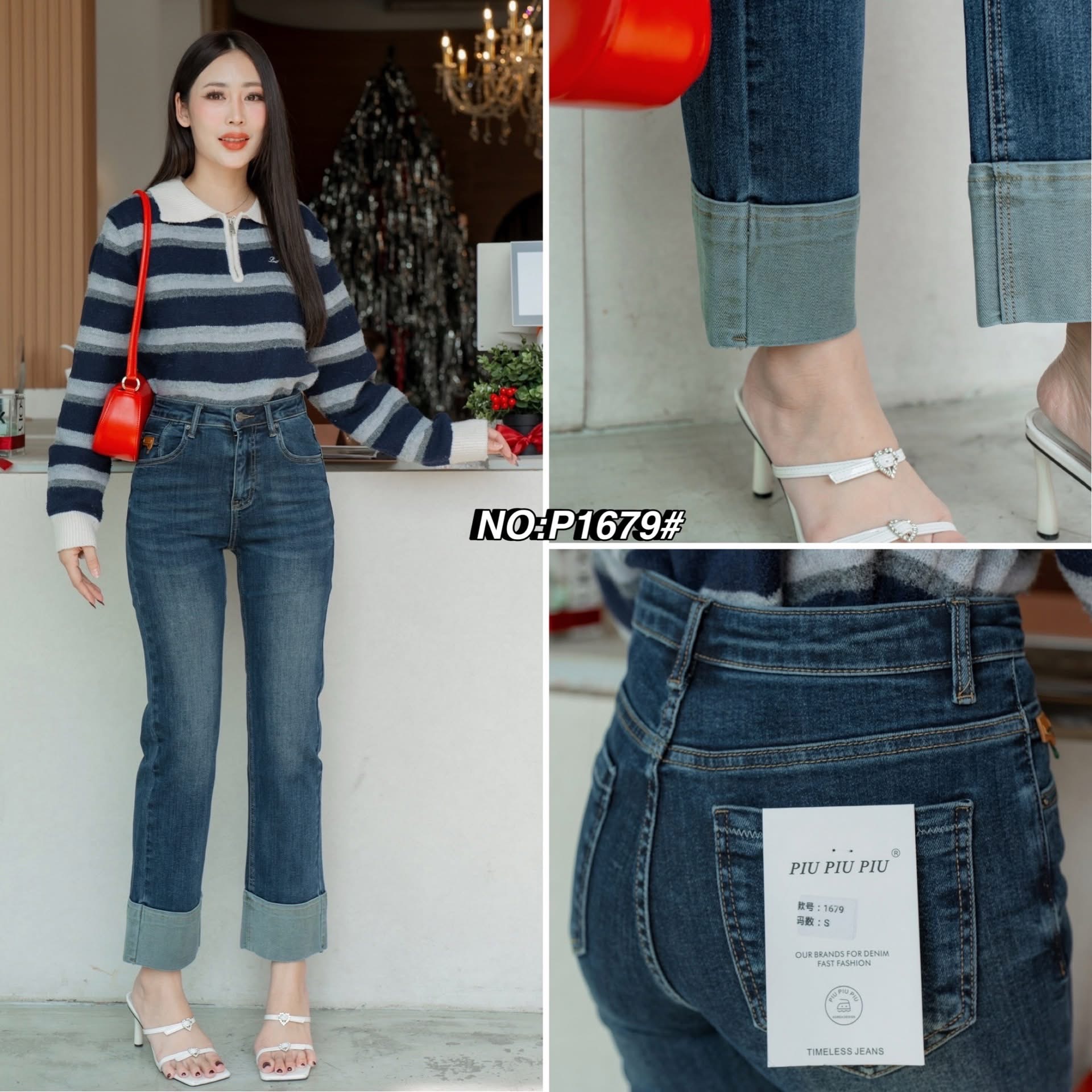 กางเกงยีนส์ทรงกระบอกเล็ก ปลายขาตัดต่อผ้า two tone style !!! ใส่น่ารักมากๆค่า สวยฮิตสุดๆ ฟอกสีสวยมาก เก็บทรงเป๊ะ ดูมีเชฟสุดๆ ใส่สบาย : สินค้าคุณภาพ (พร้อมส่ง)