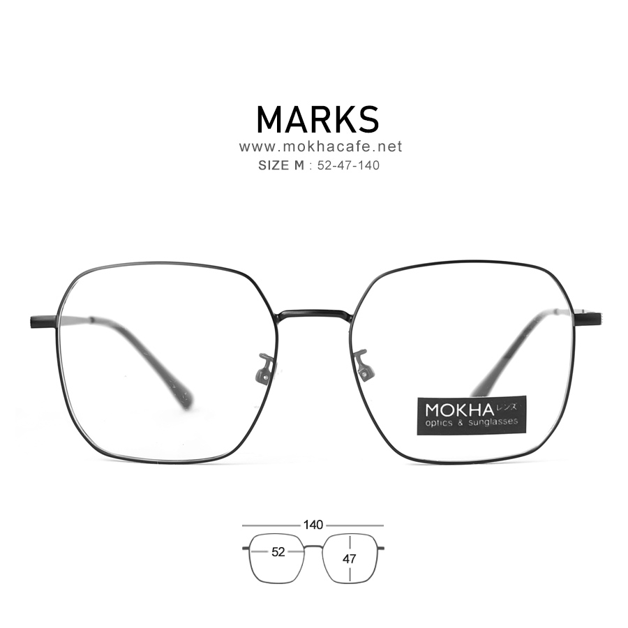MARKS - black แว่นทรงเหลี่ยม กรอบโลหะ กว้าง 135 มม. (sizeM) H46