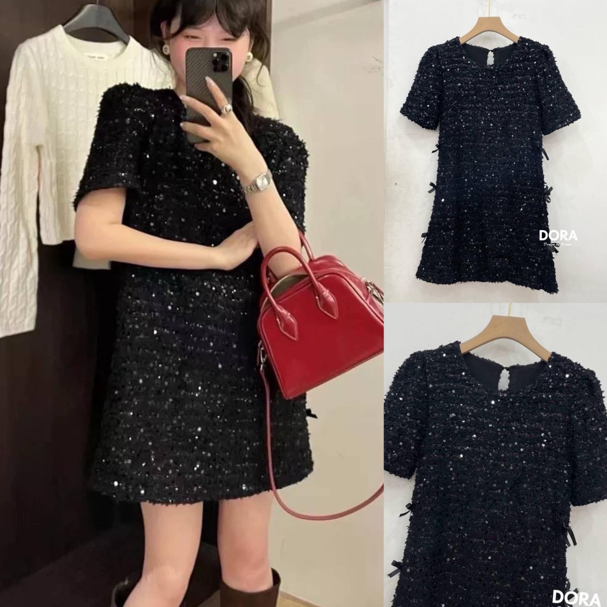 Mini dress ผ้ายืดหยุ่น แต่งโบด้านข้าง น่ารักสวยผ้าดี มีซับในอย่างดี ใส่สบาย สินค้าคุณภาพ (พร้อมส่ง)