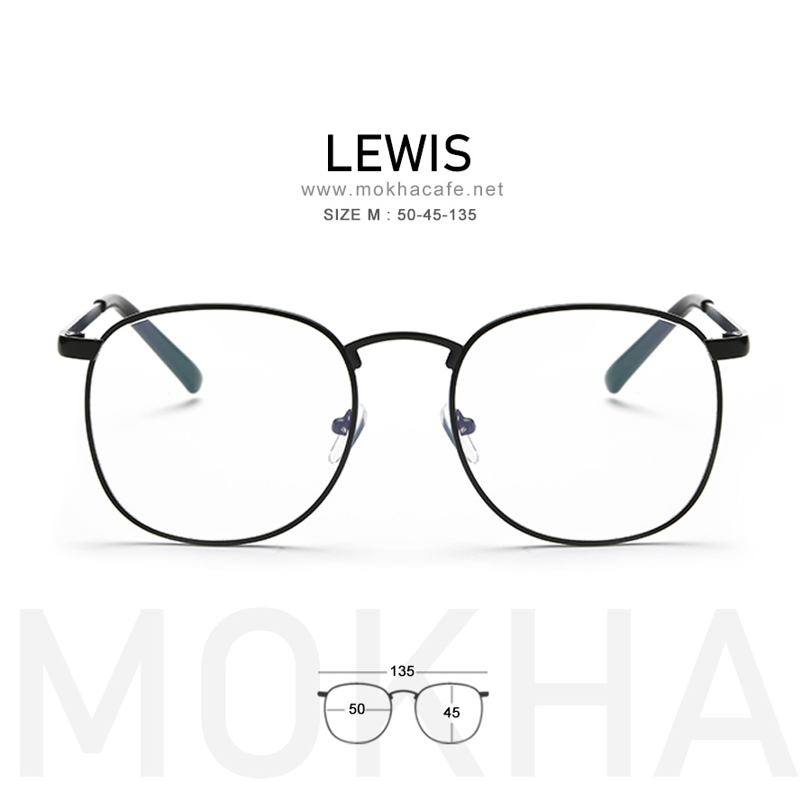 LEWIS - black กรอบแว่นตา ทรงเหลี่ยม กรอบโลหะ กว้าง 135 มม. (sizeM) H45