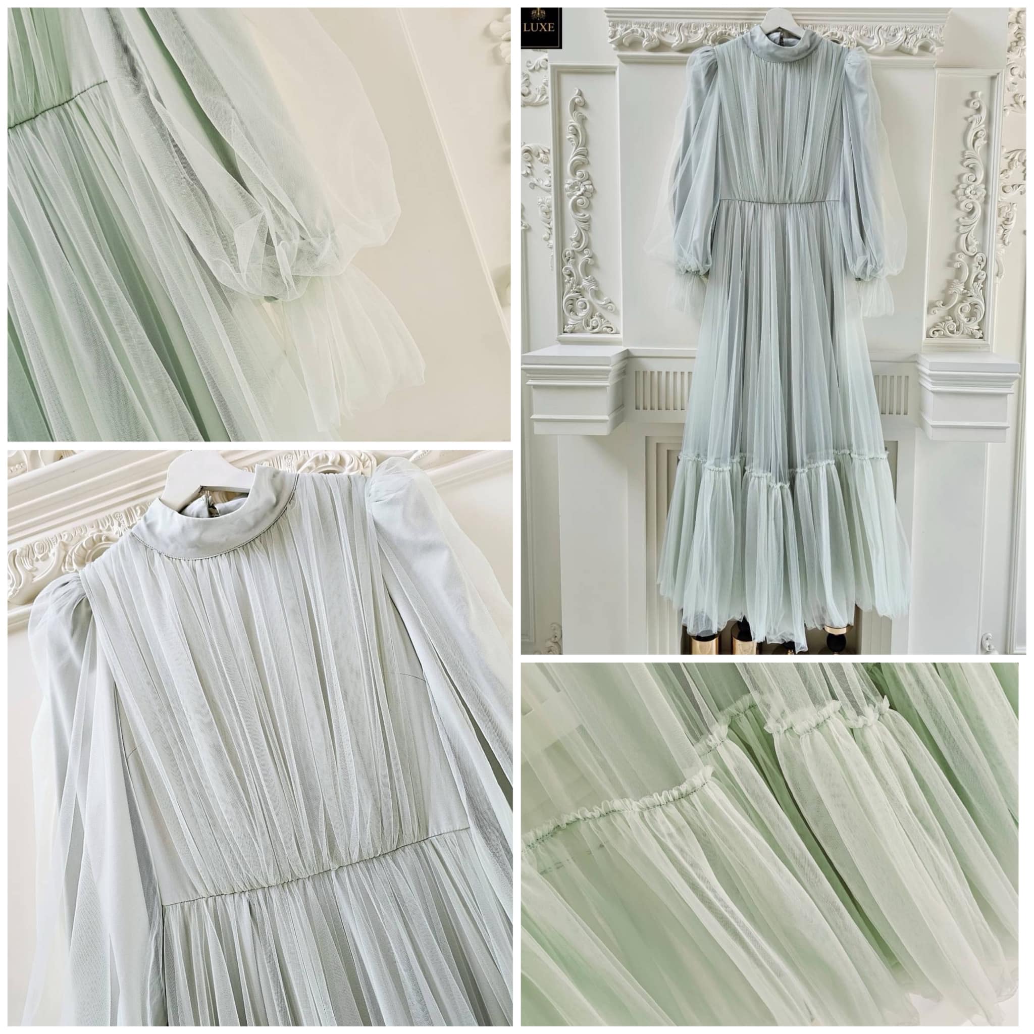 แม็กซี่เดรสเสื้อคอปีนแขนยาว กระโปรงบาน ต่อชายรูดระบายรอบตัว มีโบว์ผูกเอว คัตติ้ง ประณีต ใส่สบาย สินค้าคุณภาพ (พร้อมส่ง)