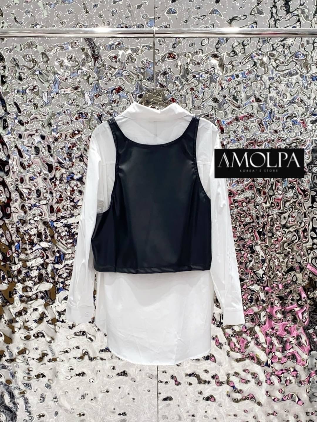 SET 2 ชิ้น เสื้อกั๊กหนัง+เชิ้ต MIU MIU งาน Hiend งานสวยม๊ากกกกก เนื้อผ้าดีมากๆค่ะค๊าลูกค้า ผ้าเย็นๆ ใส่สบายสุดๆ ใส่สบาย : สินค้าคุณภาพ (พร้อมส่ง)