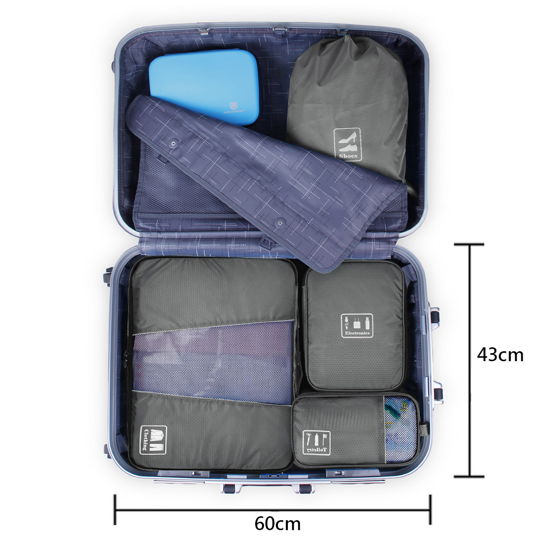 Bagsmart กระเป๋าจัดระเบียบเดินทาง 4 ใบ กันน้ำ พกพาสะดวก ใส่เสื้อผ้า, อุปกรณ์ไอที, อุปกรณ์น้ำ และรองเท้า (Grey)
