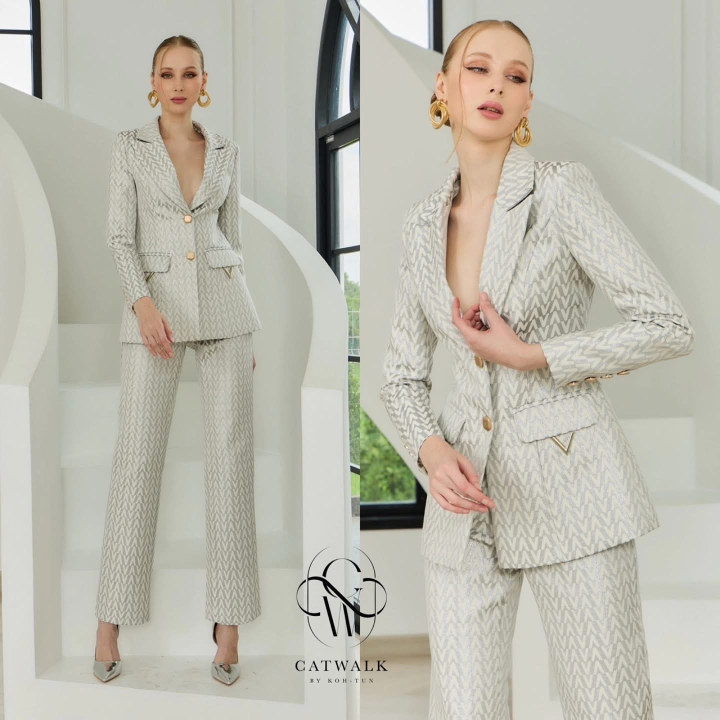 เซต Blazer เนื้อผ้าเกรดเอ ลายสวยดูคลาสสิก สวยหรูดูแพงสุดๆ ตัว Blazer เป็นทรงเข้ารูป +กางเกงทรงขากระบอก ใส่สบาย : สินค้าคุณภาพ (พร้อมส่ง)