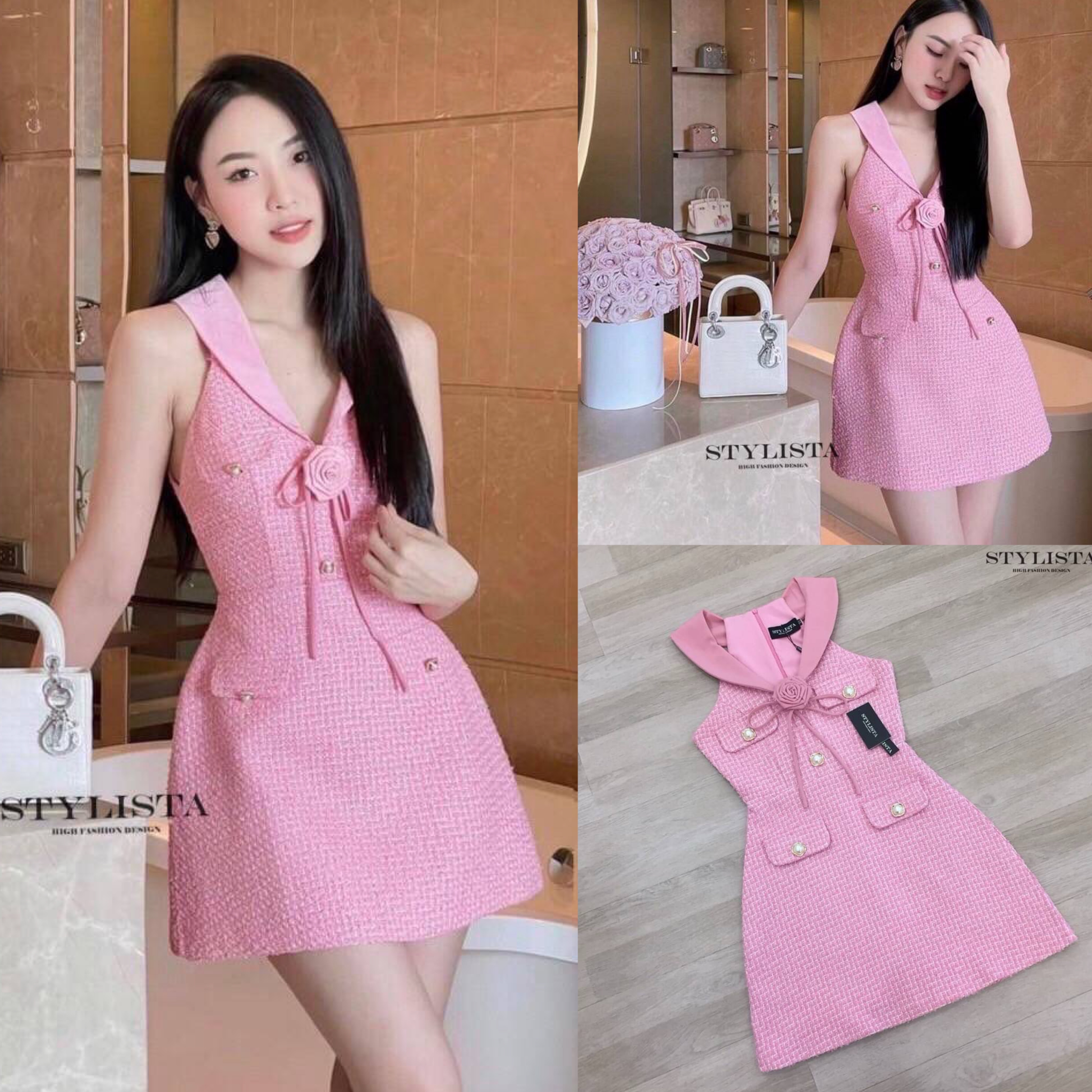 เดรสทรงพอดีตัว คอปกใส่สวยน่ารักมาก ต้องมีติดตู้ไว้เลย แพลตเทินดีงาม ใส่สวยเปะสุดๆ ใส่สบาย สินค้าคุณภาพ (พร้อมส่ง)