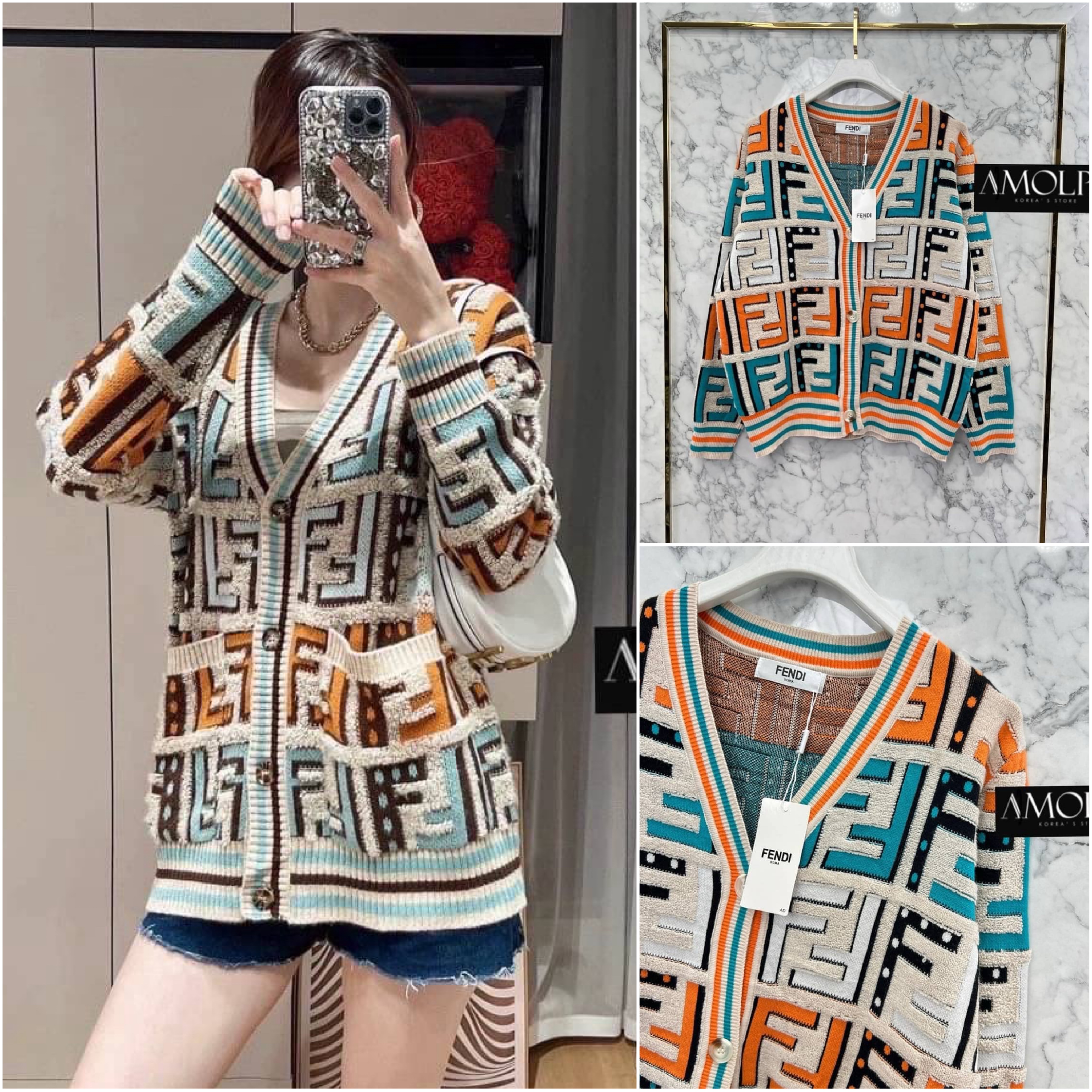 เสื้อไหมพรมคาดิแกน หนานุ่ม CARDIGAN FENDI KNIT เนื้อผ้าดีม๊ากกกก ผ้าใส่สบายมาก : สินค้าคุณภาพ (พร้อมส่ง)