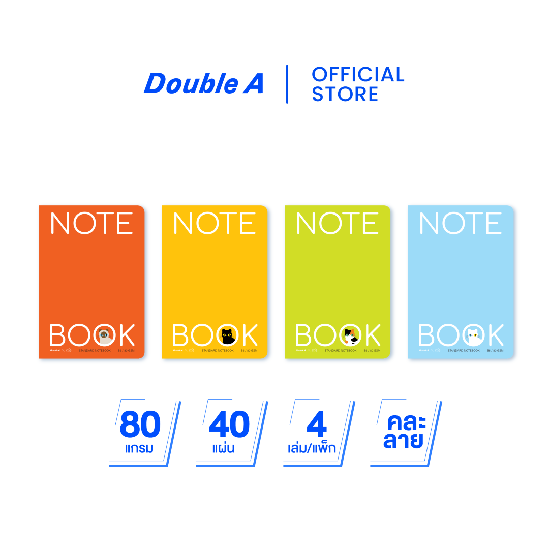 สมุดบันทึก หน้าปกลาย Ban Maew ขนาดB5 80 แกรม 40 แผ่น 4 เล่ม (คละแบบ)