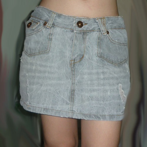 #2กระโปรงยีนส์ฟอกซีดสีหมอก สีแปลก 30-36-12