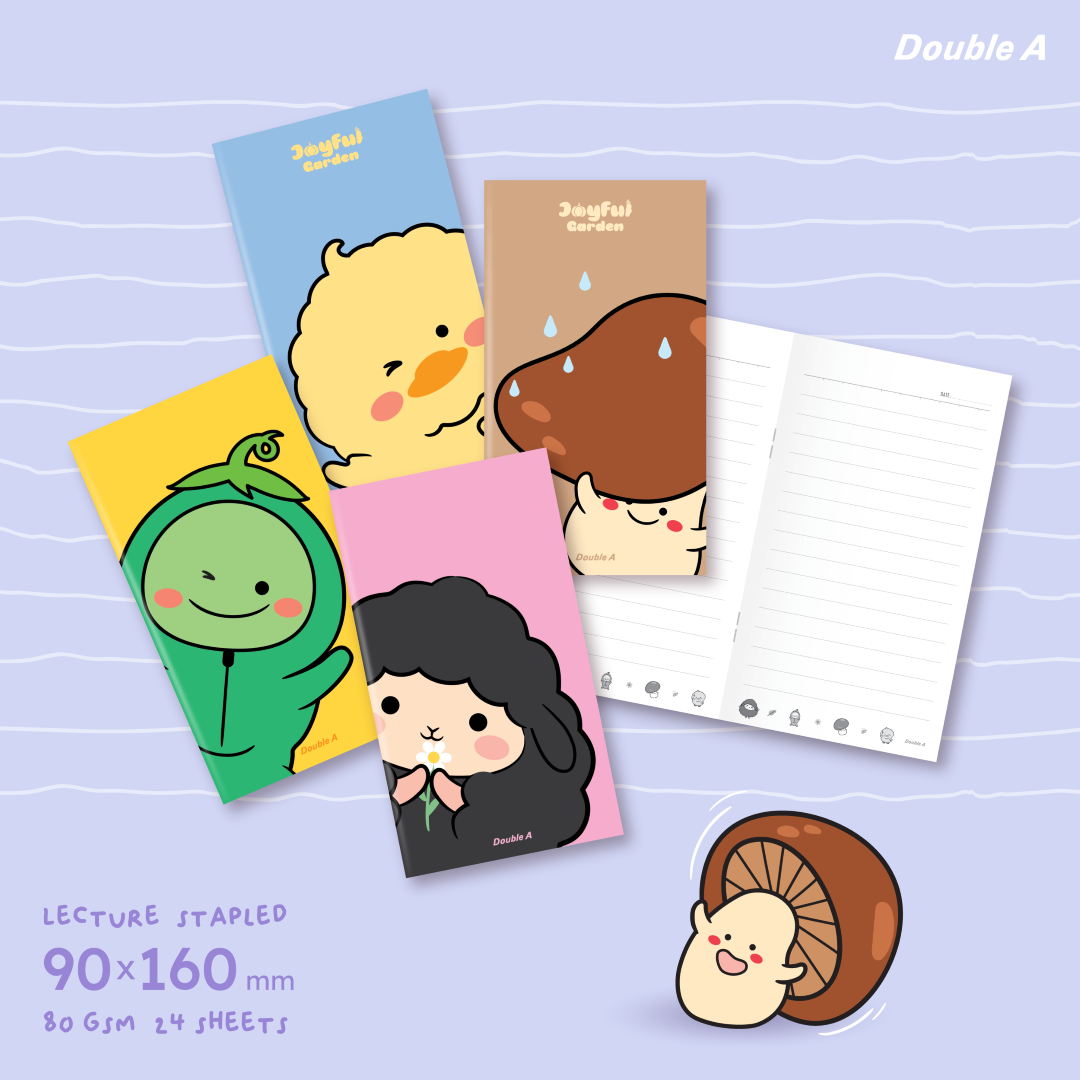 [12 เล่ม ]Double A สมุดตัดเก้า 80แกรม 24 แผ่น ลาย Joyful Garden