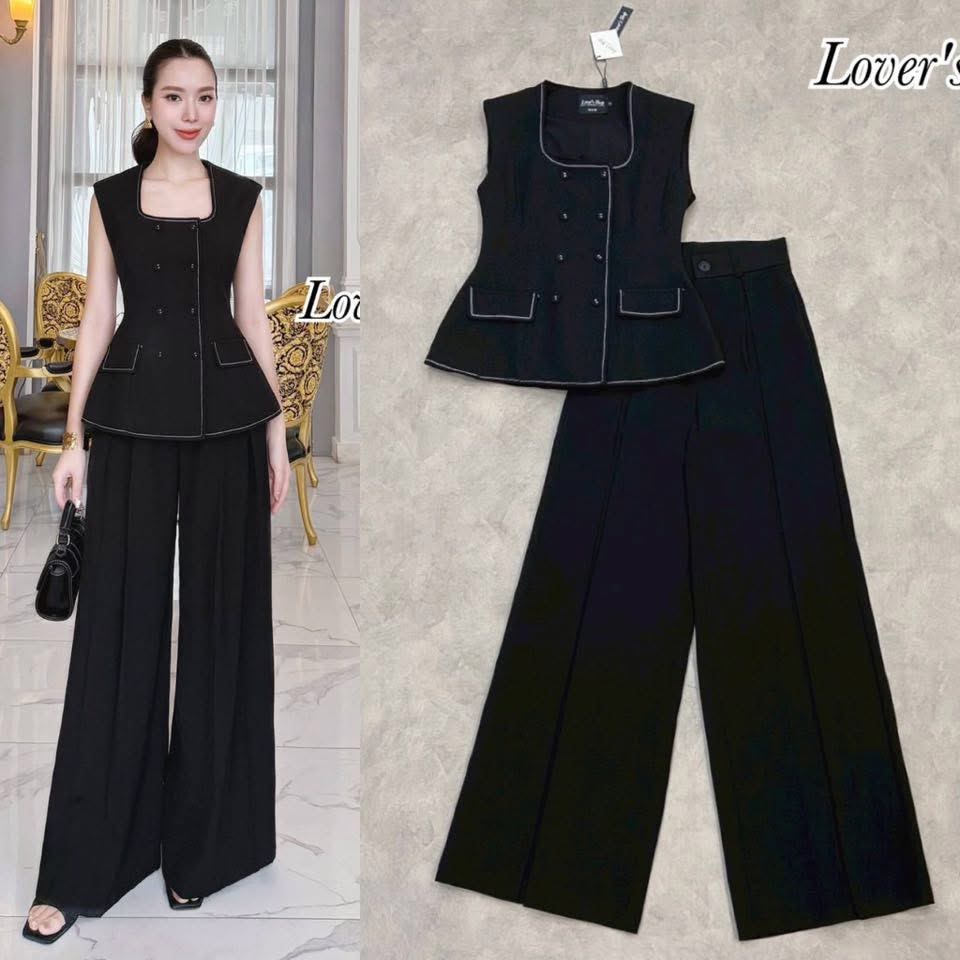 Set.2ชิ้น คอมพลีสลุค มีความคุมโทน เรียบหรู ดูดีค่ะ เสื้อ+กางเกง ดีเทลเสื้อทรงแขนกุดปิดหัวไหล่ ทรงเข้ารูป กางเกงขายาวเอวสูง ใส่สบาย : สินค้าคุณภาพ (พร้อมส่ง)