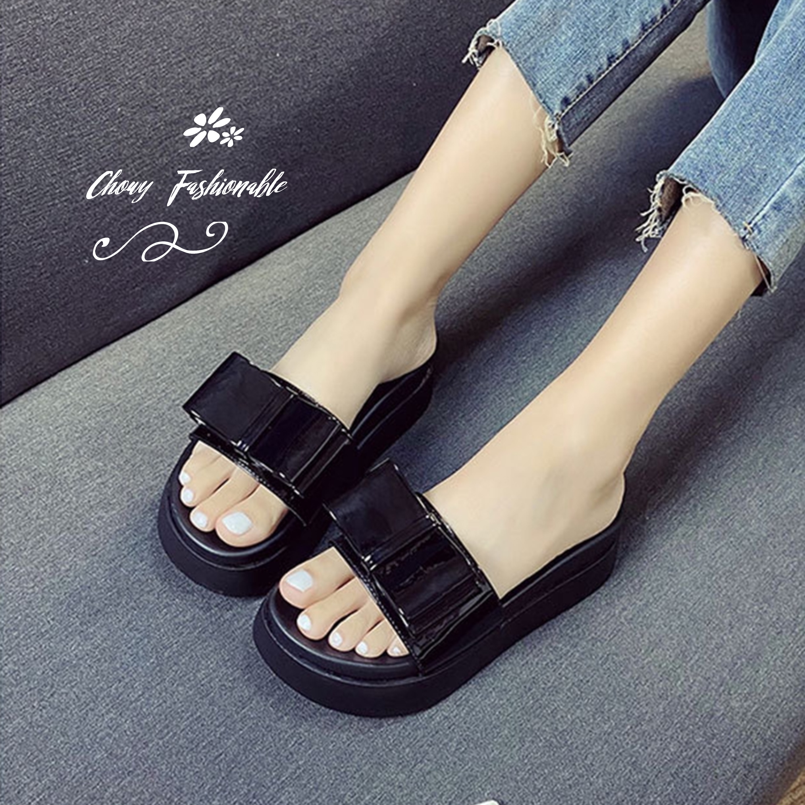 รองเท้าไซส์ใหญ่ 43-44 แตะไซส์ใหญ่ พื้น PU หนา 4 ซม งานเกาหลี CHOWY KR0976