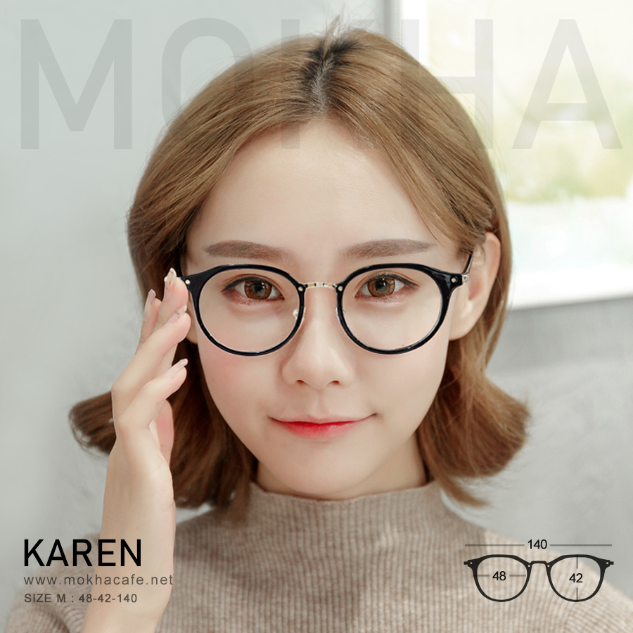 KAREN - black silver กรอบแว่น ทรงหยดน้ำ แว่นตาวินเทจ กว้าง 140 มม.(sizeM) H42