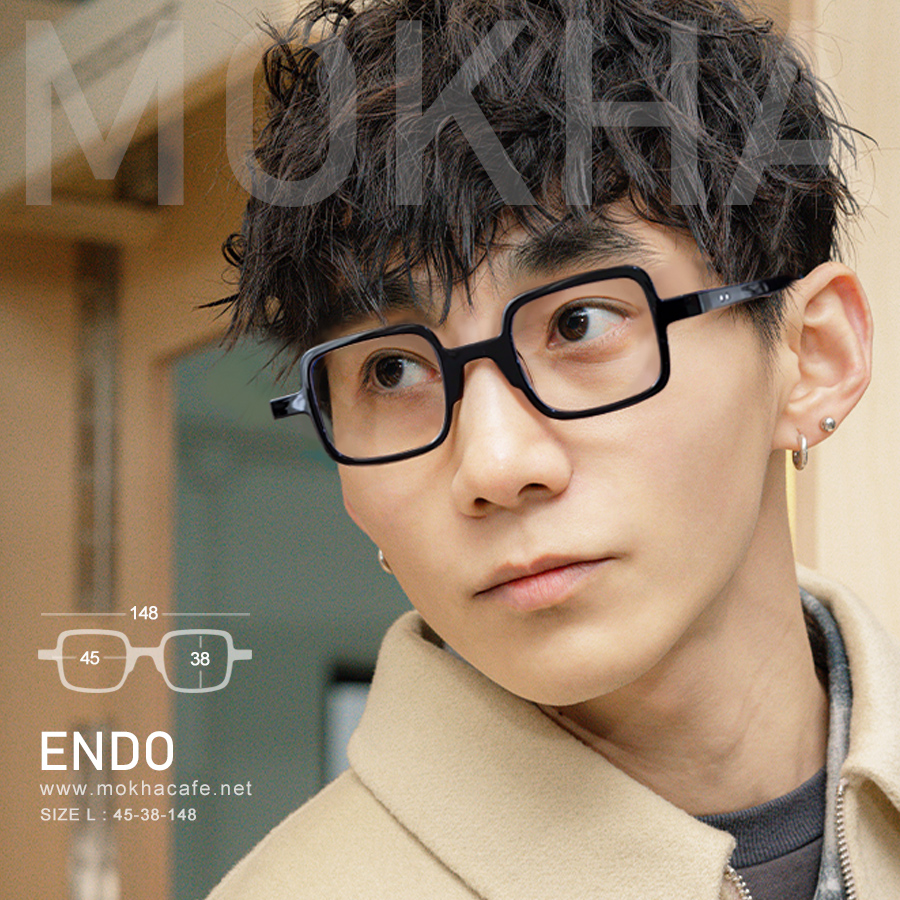ENDO - black กรอบแว่น ทรงเหลี่ยม TR90 ยืดหยุ่น กว้าง 148 มม. (sizeL) H38