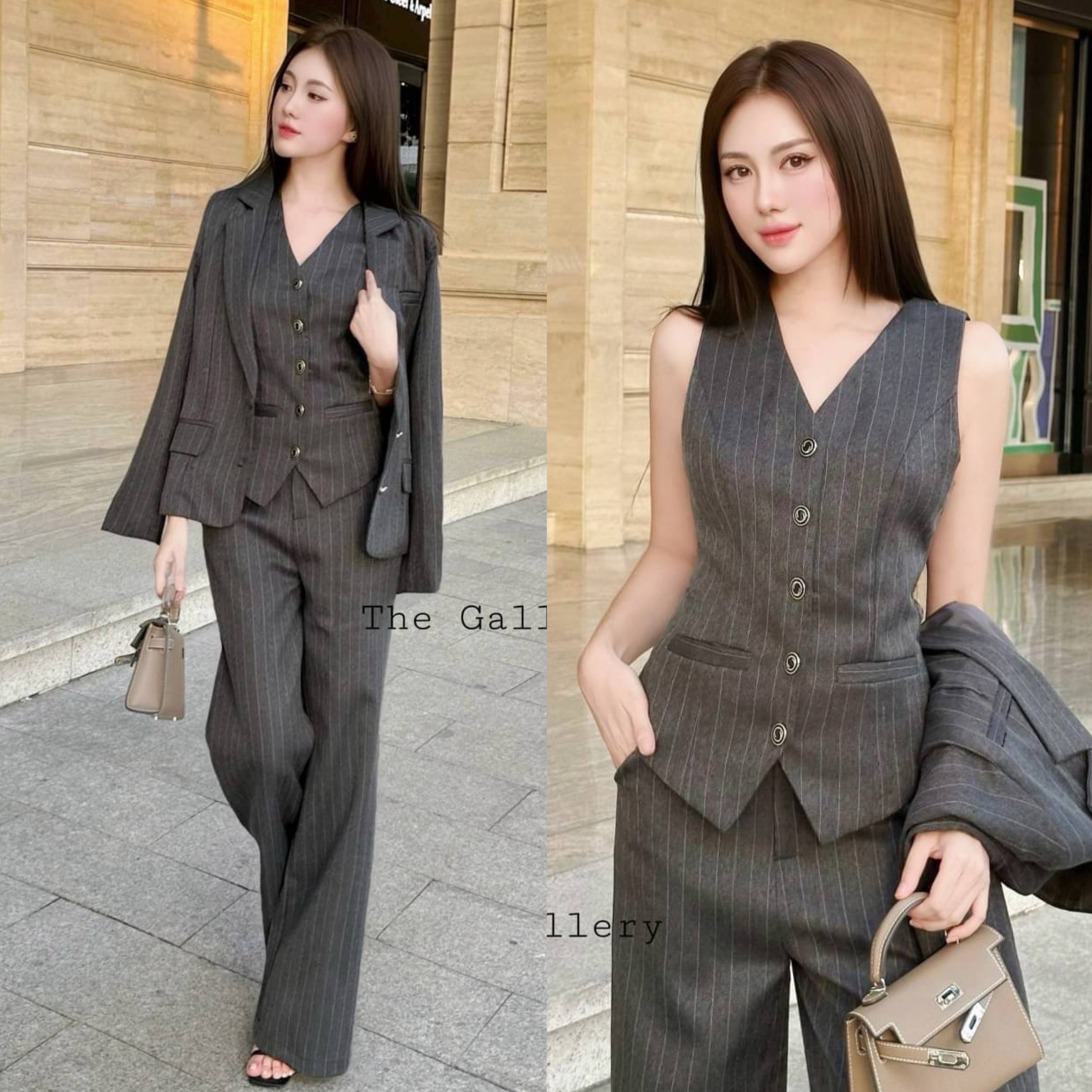 ชุดเซ็ต3ชิ้น เสื้อกั้กและสูทเบเซอร์ และกางเกงขายาวสุดชิค เนื้อผ้าดีมากกก ใส่ทำงาน ใส่สบาย : สินค้าคุณภาพ (พร้อมส่ง)