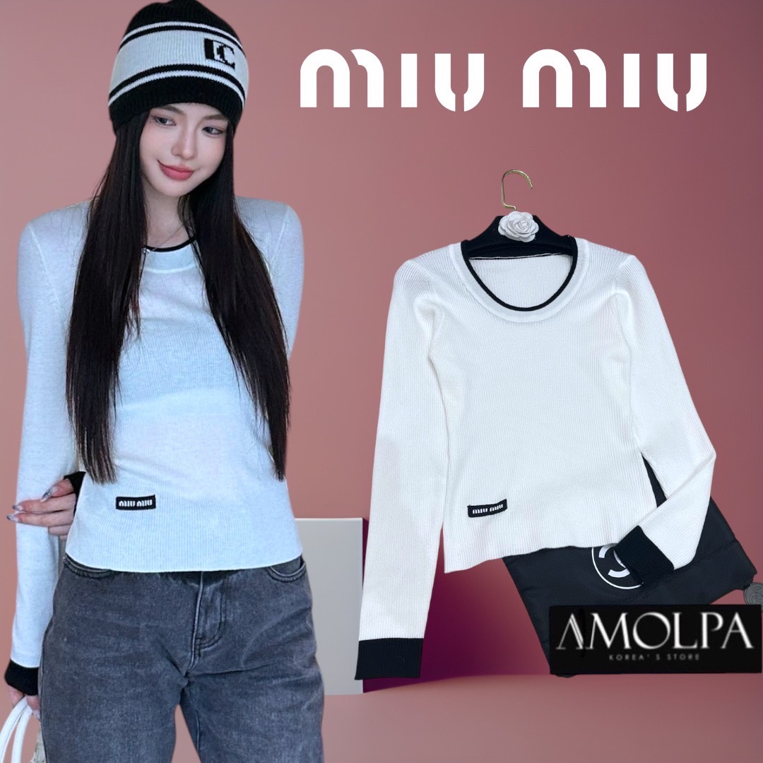 เสื้อแขนยาวผ้าร่อง MIU MIU ทอสวยม๊าก งานสวย ใส่สบาย : สินค้าคุณภาพ (พร้อมส่ง)