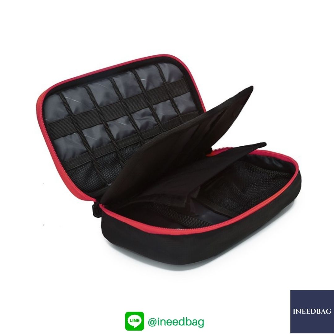 ฺBagsmart กระเป๋าจัดระเบียบอิเล็กทรอนิกส์ กระเป๋าใส่สายชาร์จ กระเป๋าใส่ฮาร์ดดิสก์ กระเป๋าใส่อุปกรณ์ไอที มีสองชั้น ช่องเยอะพิเศษ มีหูหิ้วพกพาสะดวก (ดำ-แดง)