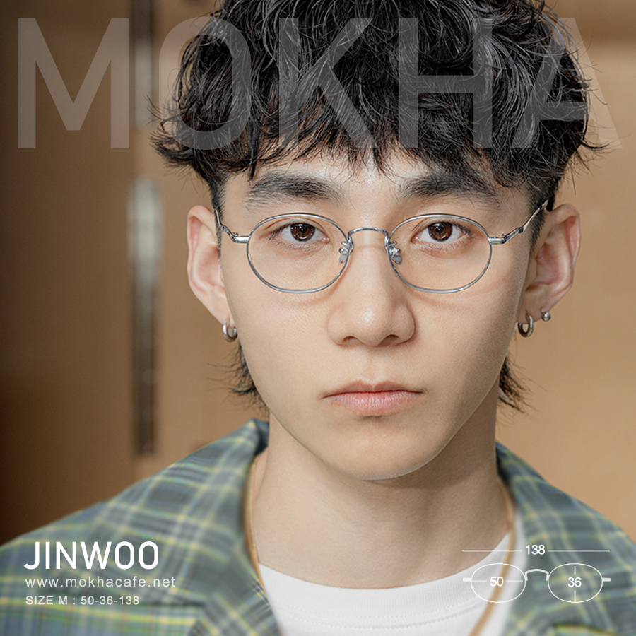 JINWOO - silver กรอบโลหะ แว่นทรงกลม รีหยดน้ำ กว้าง 138 มม.(sizeM) H36 กรอบแว่น
